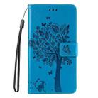 For OPPO A60 4G Global Tree & Cat Embossed Pattern Flip Leather Phone Case(Blue) - 2