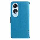 For OPPO A60 4G Global Tree & Cat Embossed Pattern Flip Leather Phone Case(Blue) - 3
