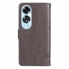 For OPPO A60 4G Global Tree & Cat Embossed Pattern Flip Leather Phone Case(Grey) - 3