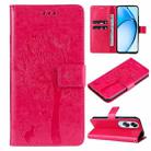 For OPPO A60 4G Global Tree & Cat Embossed Pattern Flip Leather Phone Case(Rose Red) - 1