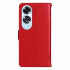 For OPPO A60 4G Global Tree & Cat Embossed Pattern Flip Leather Phone Case(Red) - 3