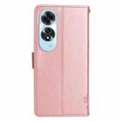 For OPPO A60 4G Global Tree & Cat Embossed Pattern Flip Leather Phone Case(Rose Gold) - 3