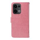 For OPPO Reno13 5G Global Tree & Cat Embossed Pattern Flip Leather Phone Case(Pink) - 3