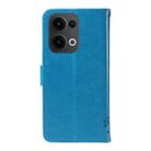 For OPPO Reno13 5G Global Tree & Cat Embossed Pattern Flip Leather Phone Case(Blue) - 3