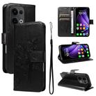 For OPPO Reno13 5G Global Tree & Cat Embossed Pattern Flip Leather Phone Case(Black) - 1