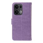 For OPPO Reno13 Pro 5G Global Tree & Cat Embossed Pattern Flip Leather Phone Case(Light Purple) - 3