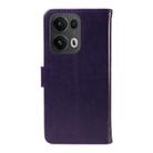 For OPPO Reno13 Pro 5G Global Tree & Cat Embossed Pattern Flip Leather Phone Case(Purple) - 3