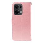 For OPPO Reno13 Pro 5G Global Tree & Cat Embossed Pattern Flip Leather Phone Case(Rose Gold) - 3