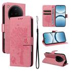 For OPPO Find X8 Global Tree & Cat Embossed Pattern Flip Leather Phone Case(Pink) - 1