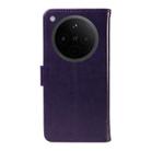 For OPPO Find X8 Global Tree & Cat Embossed Pattern Flip Leather Phone Case(Purple) - 3