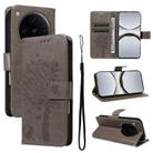 For OPPO Find X8 Pro Global Tree & Cat Embossed Pattern Flip Leather Phone Case(Grey) - 1