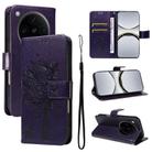 For OPPO Find X8 Pro Global Tree & Cat Embossed Pattern Flip Leather Phone Case(Purple) - 1