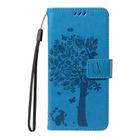 For OPPO A5 Pro 5G Global Tree & Cat Embossed Pattern Flip Leather Phone Case(Blue) - 2