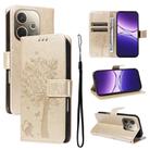 For OPPO A5 Pro 5G Global Tree & Cat Embossed Pattern Flip Leather Phone Case(Gold) - 1