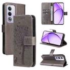 For OPPO K12X 5G Global Tree & Cat Embossed Pattern Flip Leather Phone Case(Grey) - 1