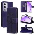 For OPPO K12X 5G Global Tree & Cat Embossed Pattern Flip Leather Phone Case(Purple) - 1