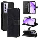 For OPPO K12X 5G Global Tree & Cat Embossed Pattern Flip Leather Phone Case(Black) - 1