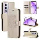 For OPPO K12X 5G Global Tree & Cat Embossed Pattern Flip Leather Phone Case(Gold) - 1