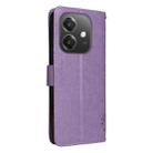 For OPPO A3 4G Global / A60 5G Tree & Cat Embossed Pattern Flip Leather Phone Case(Light Purple) - 3
