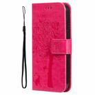 For OPPO A3 4G Global / A60 5G Tree & Cat Embossed Pattern Flip Leather Phone Case(Rose Red) - 2