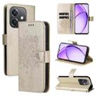 For OPPO A3 4G Global / A60 5G Tree & Cat Embossed Pattern Flip Leather Phone Case(Gold) - 1