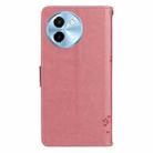 For vivo Y38 / Y200i / T3x Global Tree & Cat Embossed Pattern Flip Leather Phone Case(Pink) - 3