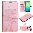 For vivo Y38 / Y200i / T3x Global Tree & Cat Embossed Pattern Flip Leather Phone Case(Rose Gold) - 1