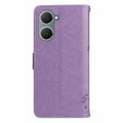 For vivo Y03 Tree & Cat Embossed Pattern Flip Leather Phone Case(Light Purple) - 3