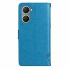 For vivo Y03 Tree & Cat Embossed Pattern Flip Leather Phone Case(Blue) - 3