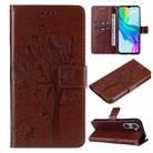 For vivo Y03 Tree & Cat Embossed Pattern Flip Leather Phone Case(Coffee) - 1