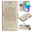 For vivo Y03 Tree & Cat Embossed Pattern Flip Leather Phone Case(Gold) - 1