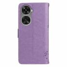 For Huawei nova 12 SE / nova 11 SE Tree & Cat Embossed Pattern Flip Leather Phone Case(Light Purple) - 3