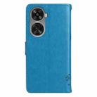 For Huawei nova 12 SE / nova 11 SE Tree & Cat Embossed Pattern Flip Leather Phone Case(Blue) - 3