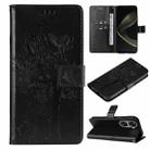 For Huawei nova 12 SE / nova 11 SE Tree & Cat Embossed Pattern Flip Leather Phone Case(Black) - 1