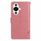 For Huawei nova 12s Tree & Cat Embossed Pattern Flip Leather Phone Case(Pink) - 3