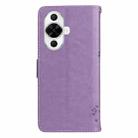 For Huawei nova 12s Tree & Cat Embossed Pattern Flip Leather Phone Case(Light Purple) - 3