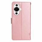 For Huawei nova 12s Tree & Cat Embossed Pattern Flip Leather Phone Case(Rose Gold) - 3