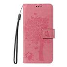 For Huawei Pura 80 5G Tree & Cat Embossed Pattern Flip Leather Phone Case(Pink) - 2
