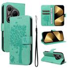 For Huawei Pura 80 Ultra 5G Tree & Cat Embossed Pattern Flip Leather Phone Case(Green) - 1
