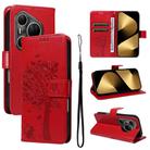 For Huawei Pura 80 Ultra 5G Tree & Cat Embossed Pattern Flip Leather Phone Case(Red) - 1