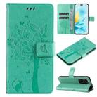For Honor 200 Lite Global Tree & Cat Embossed Pattern Flip Leather Phone Case(Green) - 1