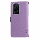 For Honor 200 Lite Global Tree & Cat Embossed Pattern Flip Leather Phone Case(Light Purple) - 3