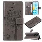 For Honor 200 Lite Global Tree & Cat Embossed Pattern Flip Leather Phone Case(Grey) - 1