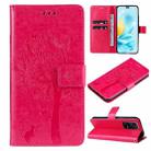 For Honor 200 Lite Global Tree & Cat Embossed Pattern Flip Leather Phone Case(Rose Red) - 1