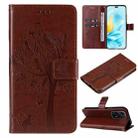 For Honor 200 Lite Global Tree & Cat Embossed Pattern Flip Leather Phone Case(Coffee) - 1