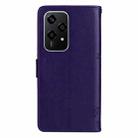 For Honor 200 Lite Global Tree & Cat Embossed Pattern Flip Leather Phone Case(Purple) - 3