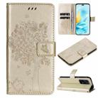 For Honor 200 Lite Global Tree & Cat Embossed Pattern Flip Leather Phone Case(Gold) - 1