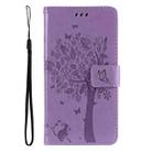 For Honor X9C 5G Global Tree & Cat Embossed Pattern Flip Leather Phone Case(Light Purple) - 2