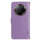 For Honor X9C 5G Global Tree & Cat Embossed Pattern Flip Leather Phone Case(Light Purple) - 3