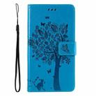 For Honor X9C 5G Global Tree & Cat Embossed Pattern Flip Leather Phone Case(Blue) - 2